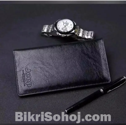 Jeep Black Long Artificial Leather Wallet for men